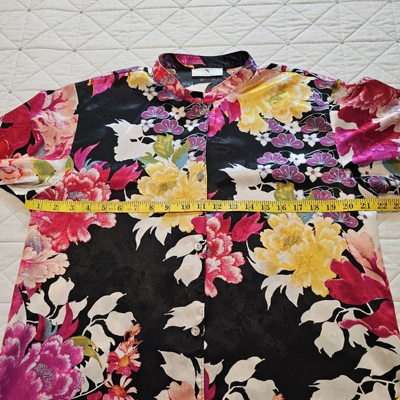 NATORI IMPERIAL GARDEN MANDARIN PJ Blouse! Size Medium. - Picture 7 of 10